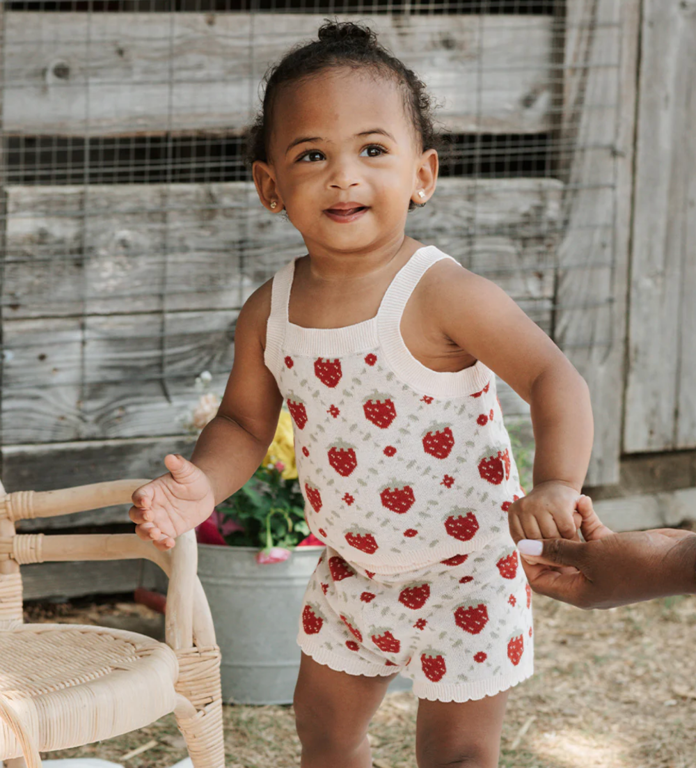 Petit Lem - 2 Piece Knit Set - Strawberry Picnic|187168