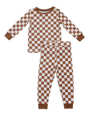 Mebie Baby - Rust Check Ribbed Bamboo Cozy Set|104141