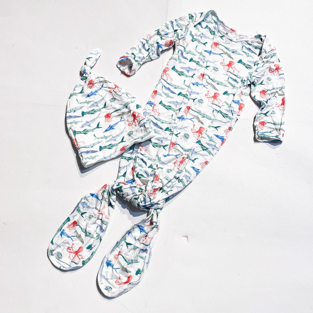 Tickety Boo Knotted Gown & Hat 3-6M|180299