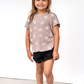 Little Bipsy - Floral Ribbed Lettuce Hem Tee - Mushroom|149334