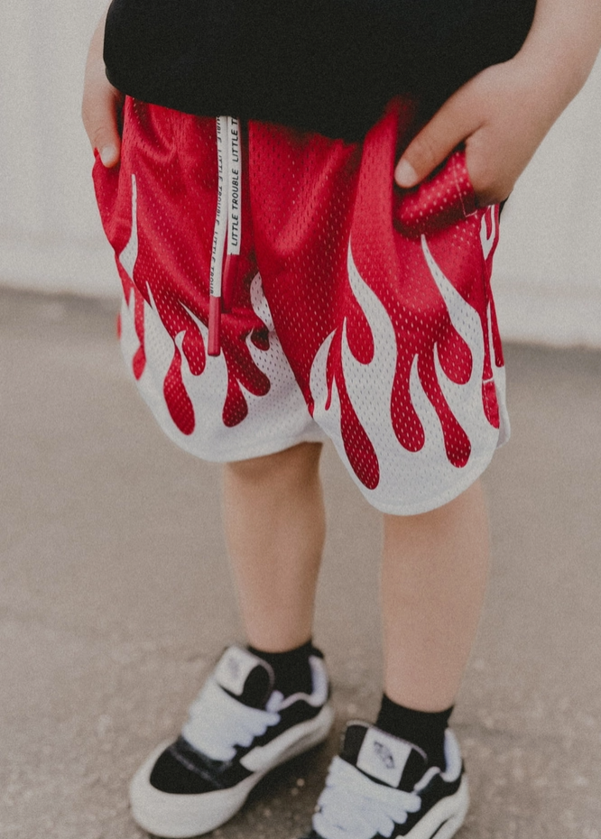 Little Trouble -  Heater Mesh Shorts Red|205849