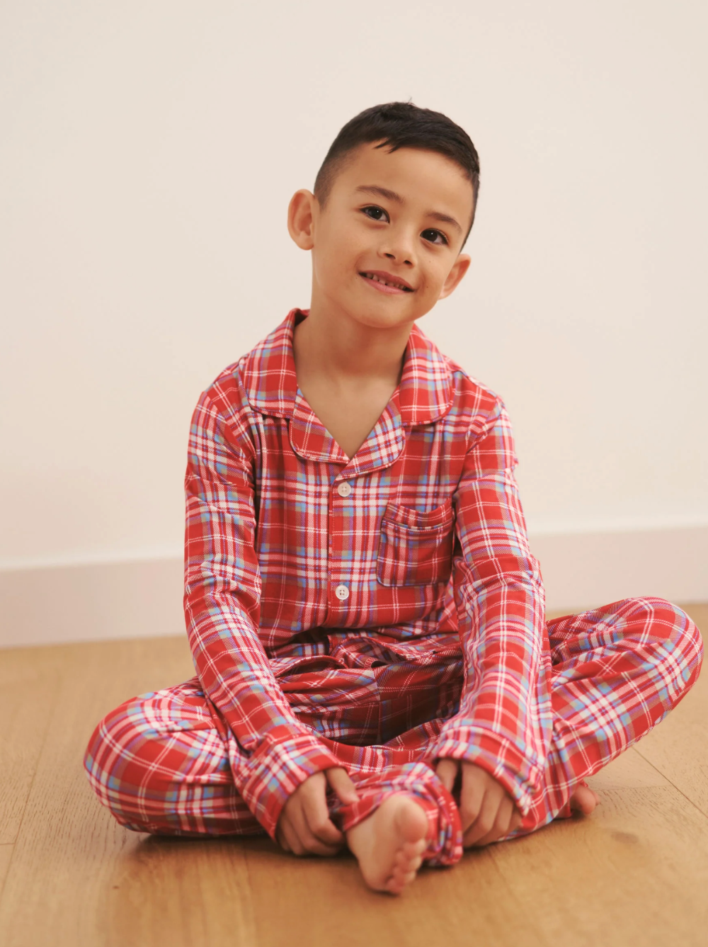 Kid's Collared Button up Set - RED PLAID|179442