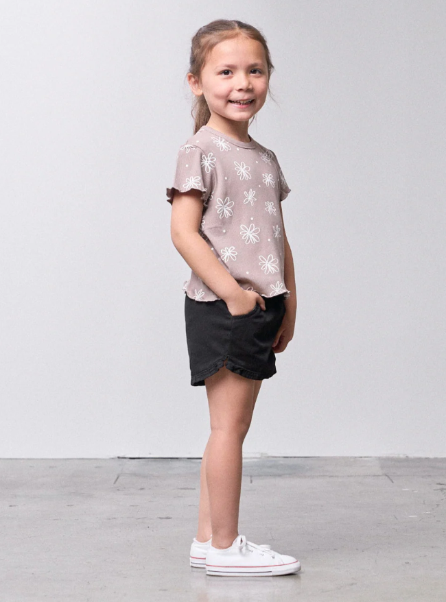 Little Bipsy - Ruffle Cotton Twill Shorts - Black|149331