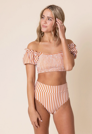 Roco Swim - Women's Bikini | Terracotta Stripe|91777