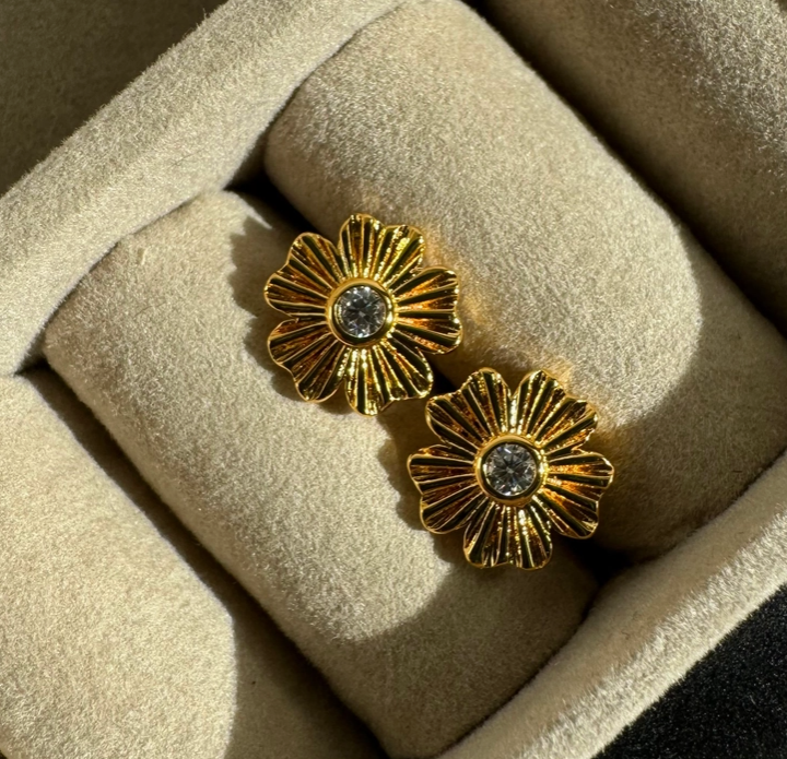 Sunburst Flower Studs - 18K PVD Gold Plating|186986