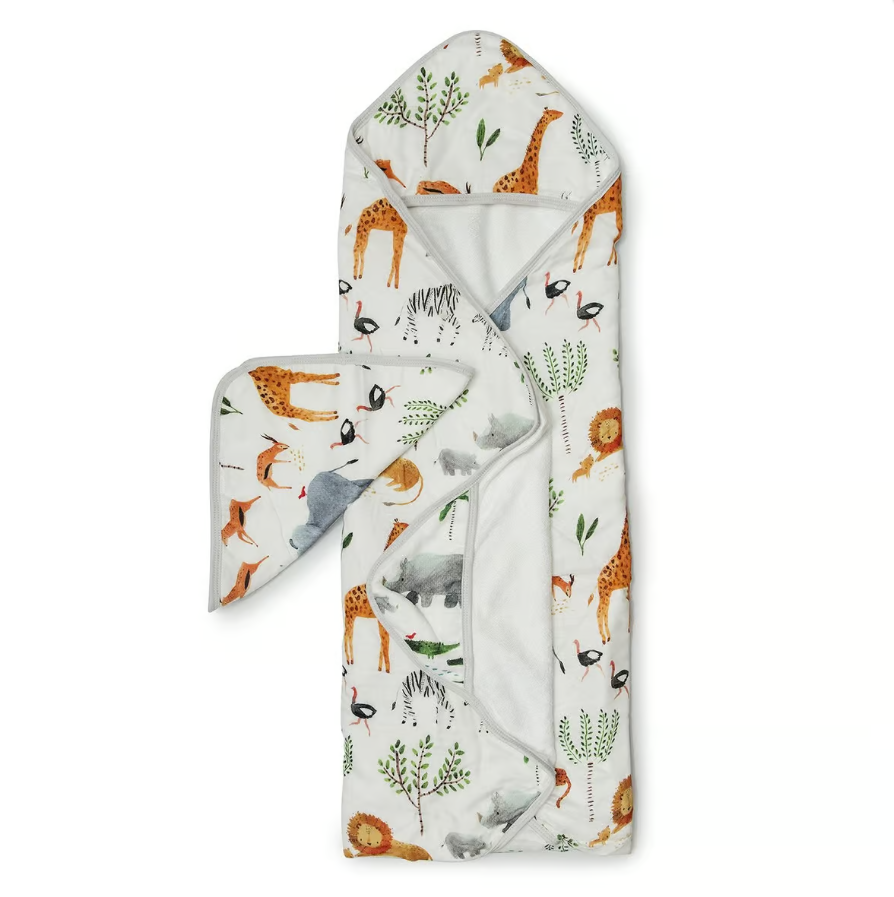 Loulou Lollipop - Muslin Hooded Towel Set - Safari Jungle|136275