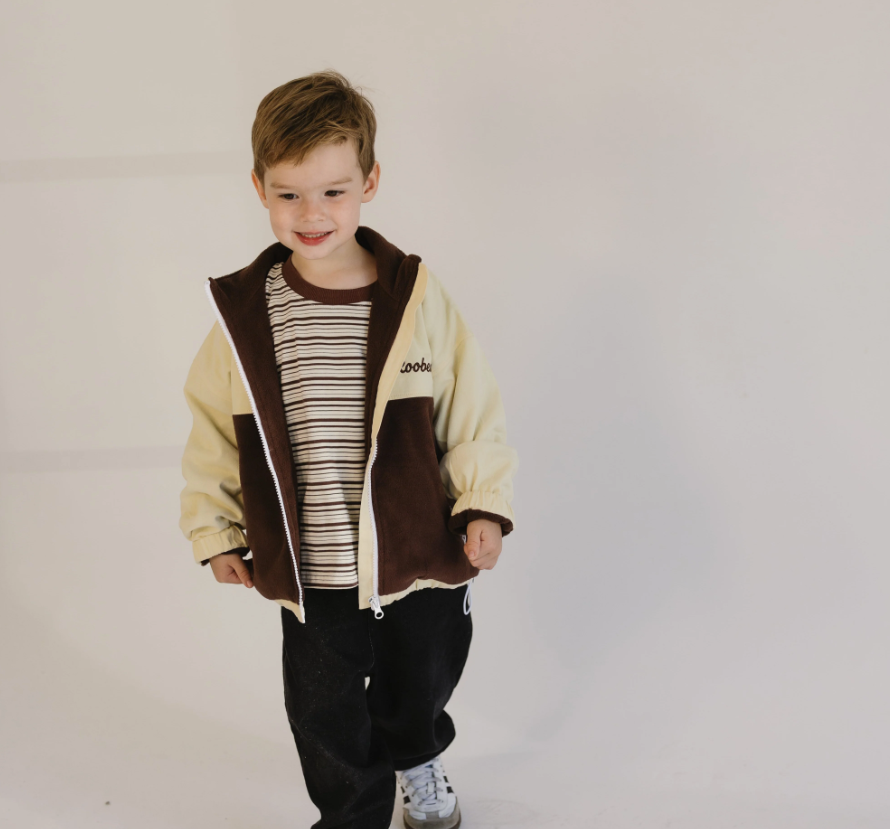 Roobear - Colourblock Fleece-lined Jacket True Cream + Brown|174798