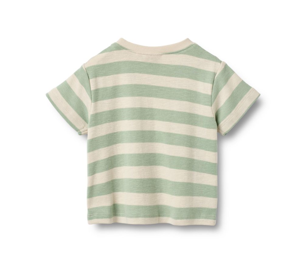Wheat - T-shirt S/S Liam Mint Stripe|191236