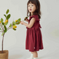 Organic Ruffle Hem Dress-Wine Red|104095