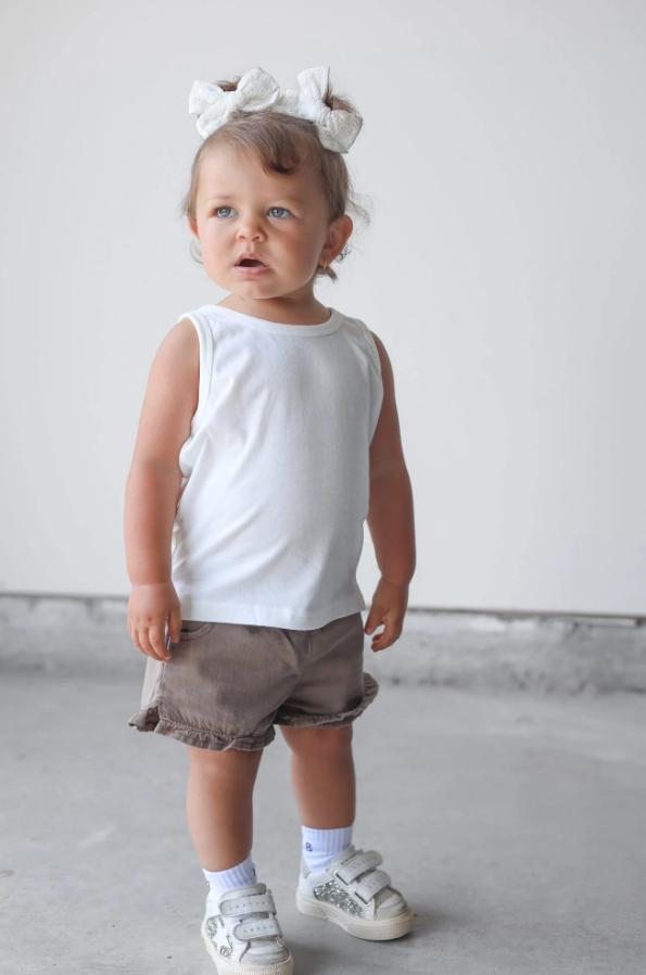 Little Bipsy - Ruffle Cotton Twill Shorts - Mushroom|149323
