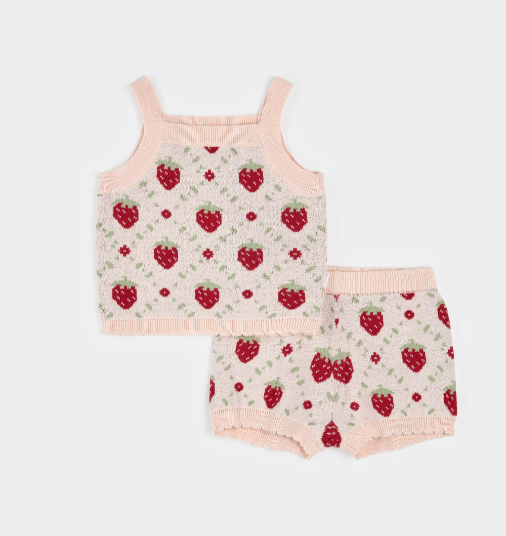 Petit Lem - 2 Piece Knit Set - Strawberry Picnic|187165