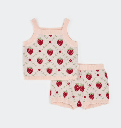 Petit Lem - 2 Piece Knit Set - Strawberry Picnic|187165