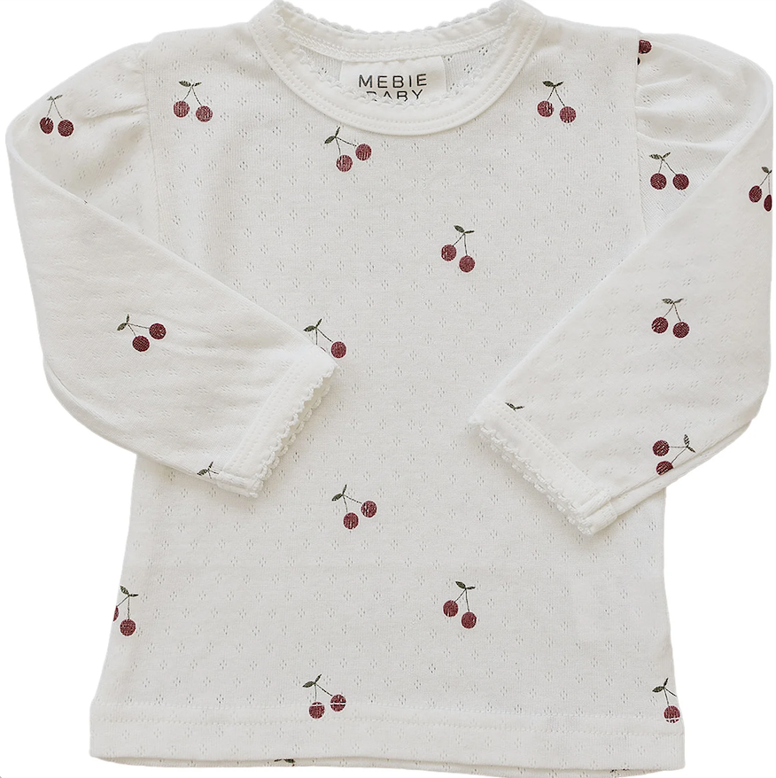 Mebie Baby - Cherry Pointelle Long Sleeve Tee|185346