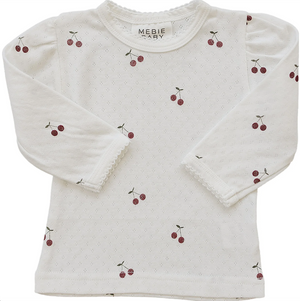 Mebie Baby - Cherry Pointelle Long Sleeve Tee|185346