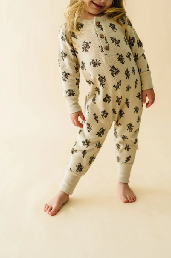 Organic Button Romper - Posy|107544