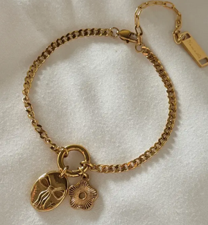 Bow and Flower Bracelet-18K PVD Gold Plating|186940