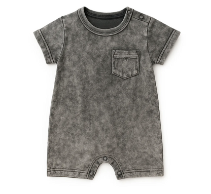 Little Bipsy - Acid Wash Shortie Romper|142085