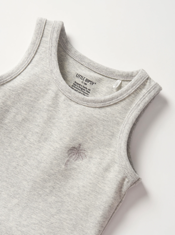 Little Bipsy - Palm Jersey Tank - Light Heather Grey|142532