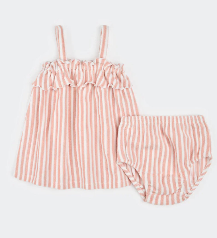 Petit Lem - Pinstripe Pink Bloomer Set|197881