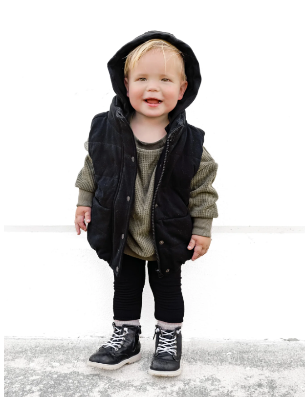 Little Bipsy - Hooded Puffer Vest - Black|108345