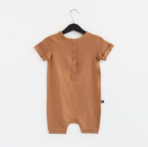 Rags - Short Sleeve Short Rag Romper Camel|87628