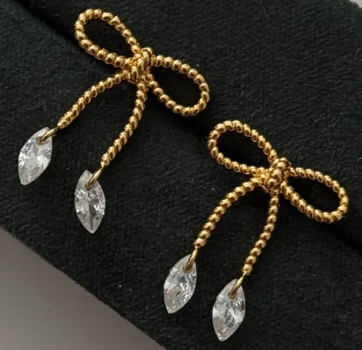 Rope Bow Studs - 18K PVD Gold Plating|186981