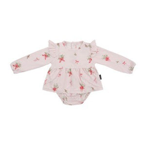 Belan.J - L/S Skirted Onesie - Pink Bows|230012