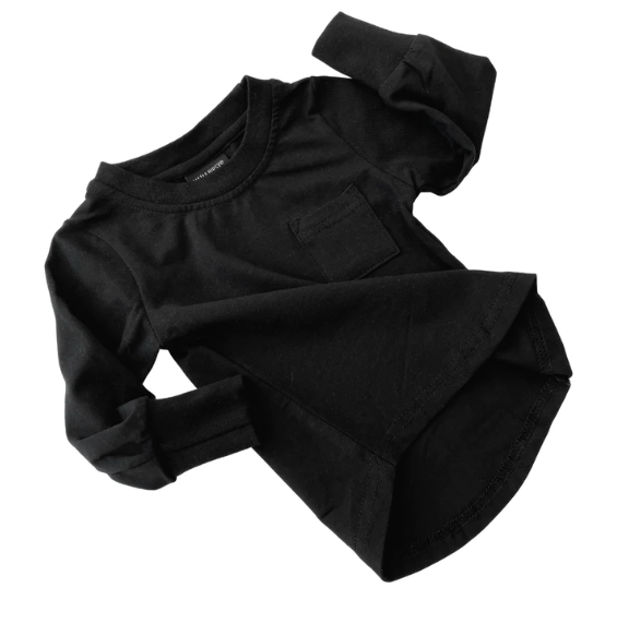 Little Bipsy - Black Long Sleeve Pocket Tee|80305