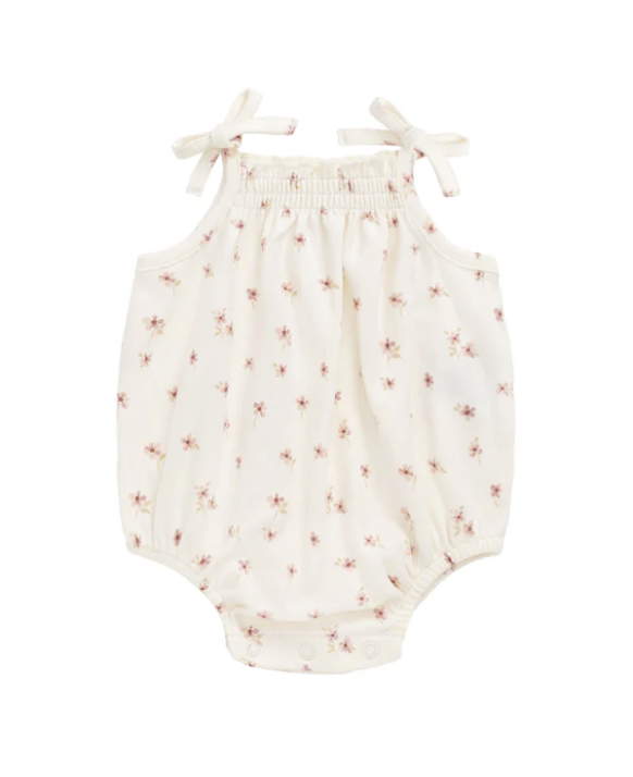 Organic Cotton Cassie Playsuit - Simple Flowers Egret|154970