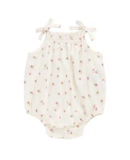 Organic Cotton Cassie Playsuit - Simple Flowers Egret|154970