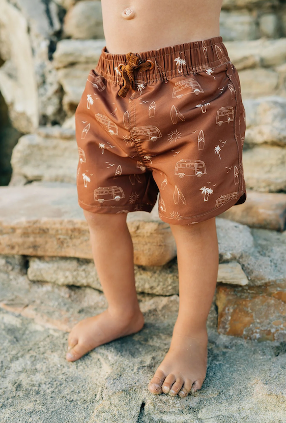 Mebie Baby - Dark Rust Surf Swim Shorts|87703