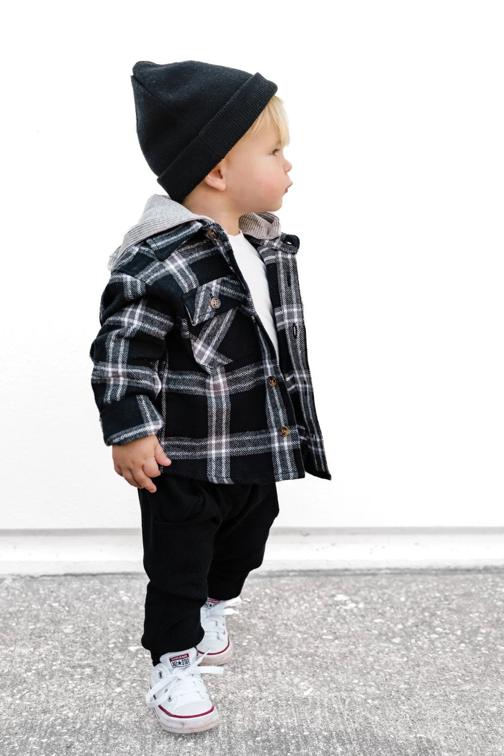 Little Bipsy - Hooded Flannel - Black|109203