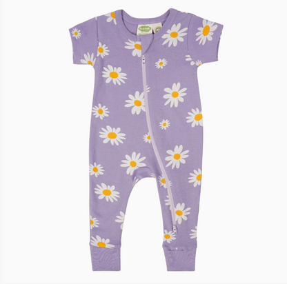Parade - Organic '2-Way' Zip Romper - Short Sleeve - Daisies|203187