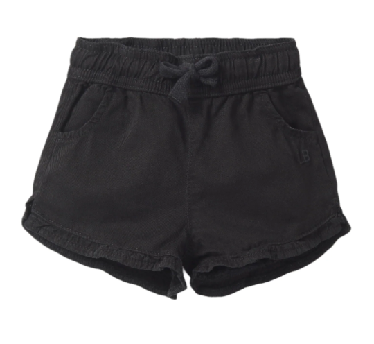 Little Bipsy - Ruffle Cotton Twill Shorts - Black|149330