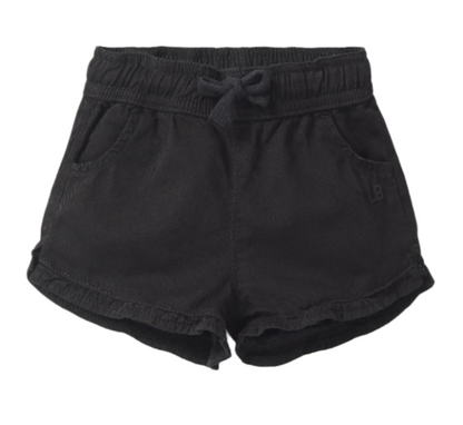 Little Bipsy - Ruffle Cotton Twill Shorts - Black|149330