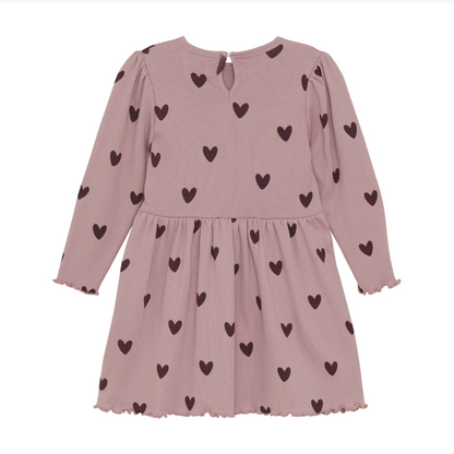 Creamie - Rib Heart Dress Woodrose 12M|155809