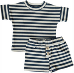 Mebie Baby - Navy Stripe Button Short Set|205054