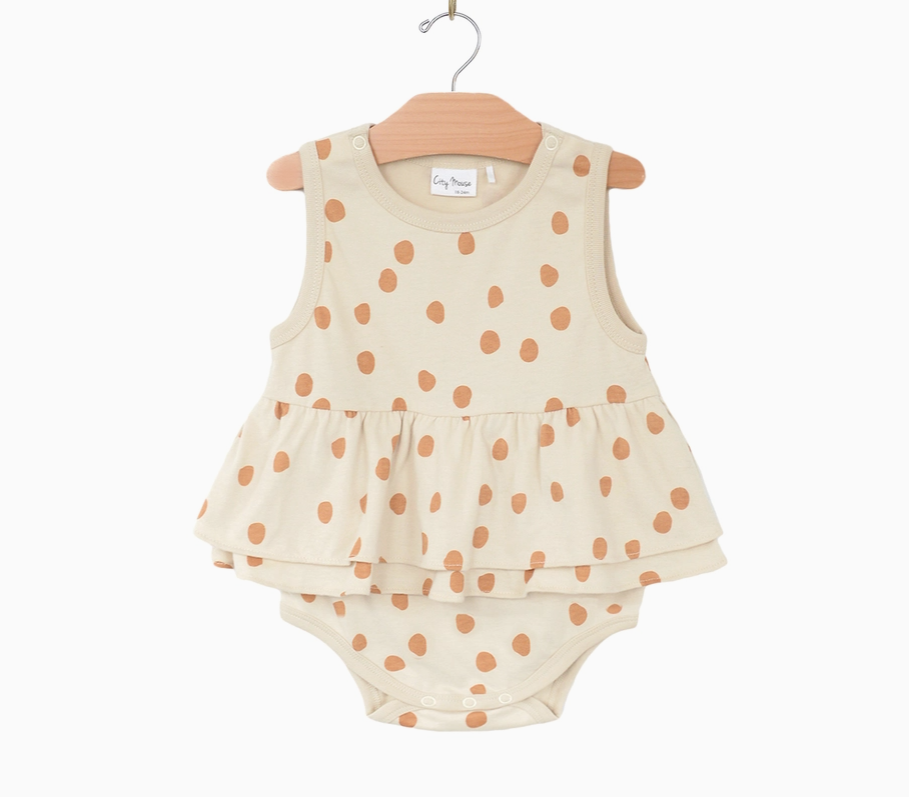 Skirted Tank Bodysuit- Dots- Saffron|99670