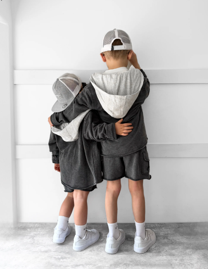 Little Bipsy Hooded Shacket - Charcoal Wash|137937