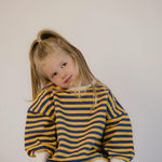 Roobear - Striped Fleece-lined Crewneck Yellow|163072