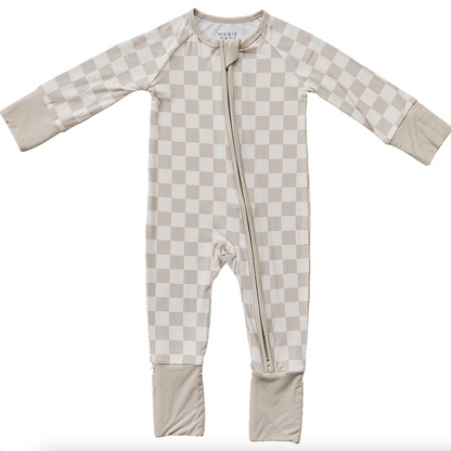 Mebie Baby - Taupe Checkered Bamboo Zipper|96573