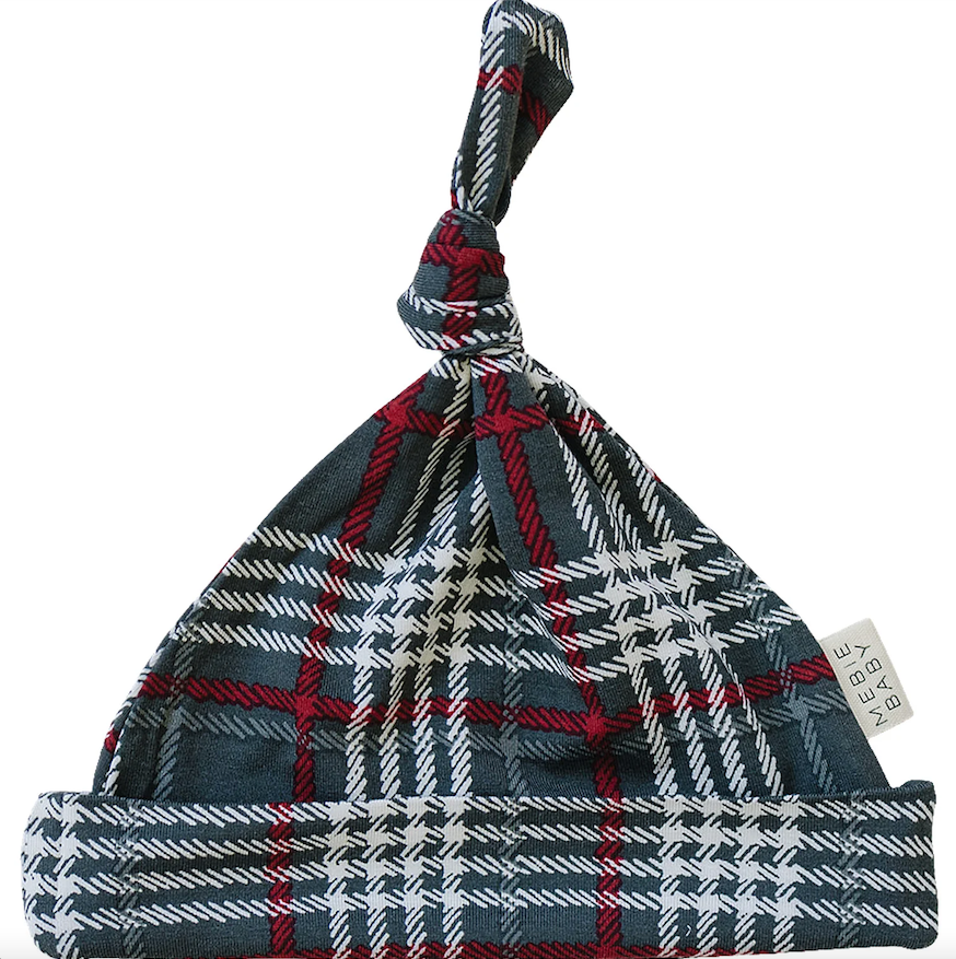 Mebie Baby - Green Plaid Bamboo Newborn Knot Hat|108706