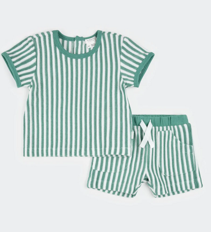 Petit Lem - Pinstripe Turquoise Set|197872