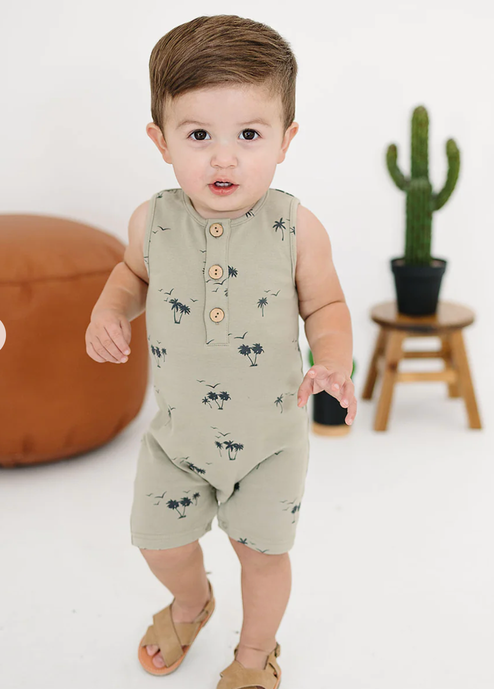 Mebie Baby - Palm Tree Short Romper|87438