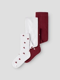 Name It - Footed Tights Hearts 2 Pack 4830|232060