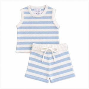 Mebie Baby - Blue Stripe Short Tank Set