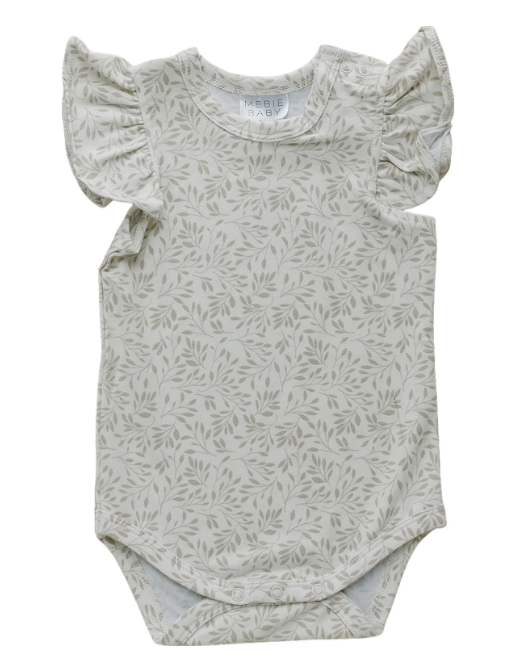 Mebie Baby - Cream Vines Ruffle Bodysuit|91160