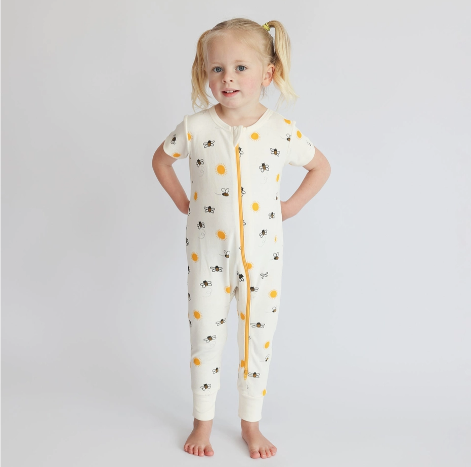 Parade - Organic '2-Way' Zip Romper - Short Sleeve - Bees|203185