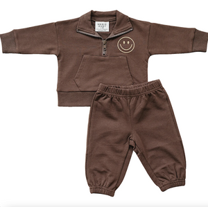 Mebie Baby - Smiley Face Quarter Zip French Terry Set|104190