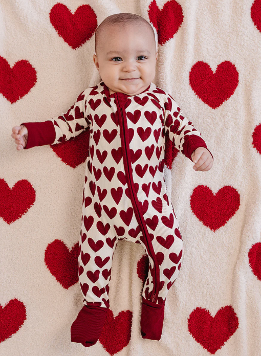 Mebie Baby - Hearts Ribbed Bamboo Zipper|185366